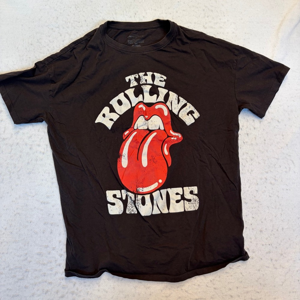 The Rolling Stones Graphic T-Shirt Mens Medium Brown Short Sleeve Band Tee